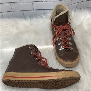 Converse Chuck Taylor Brown Leather Hi Tops Sz 5‎